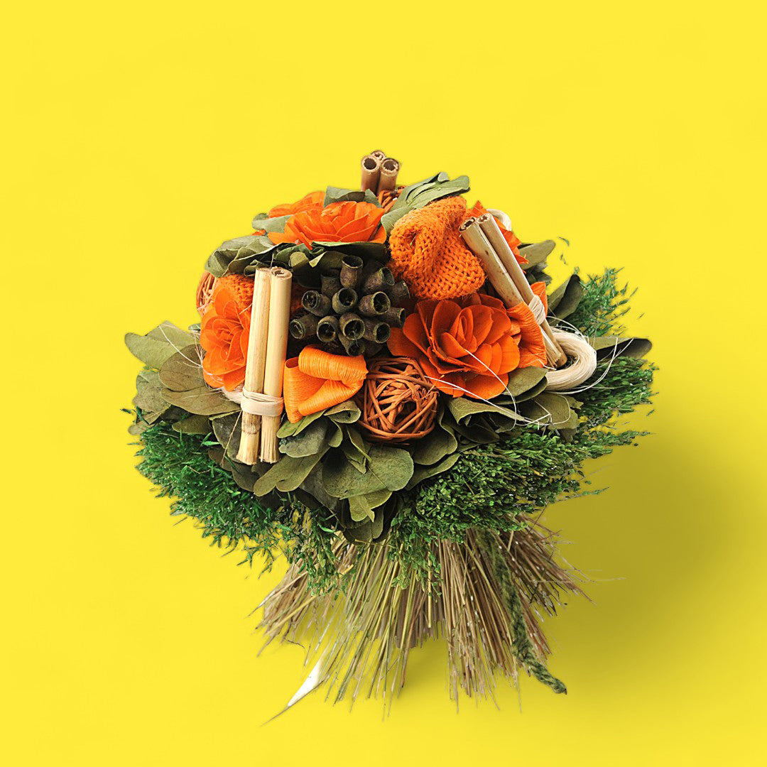 2 Pezzi • Bouquet tropicale fiori legno • 30 cm