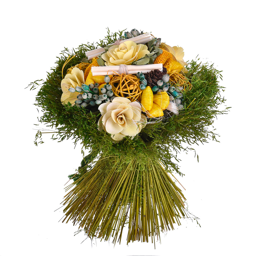 2 Pezzi • Bouquet tropicale fiori legno • 30 cm
