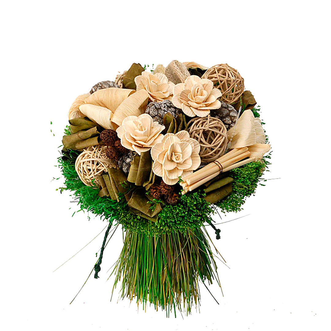 2 Pezzi • Bouquet tropicale fiori legno • 30 cm