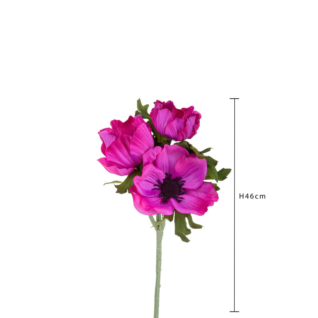 3 Pezzi • Fiore anemone artificiale 3 fiori • 46 cm