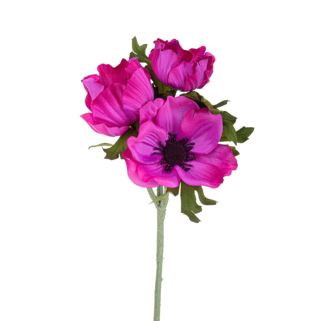 3 Pezzi • Fiore anemone artificiale 3 fiori • 46 cm