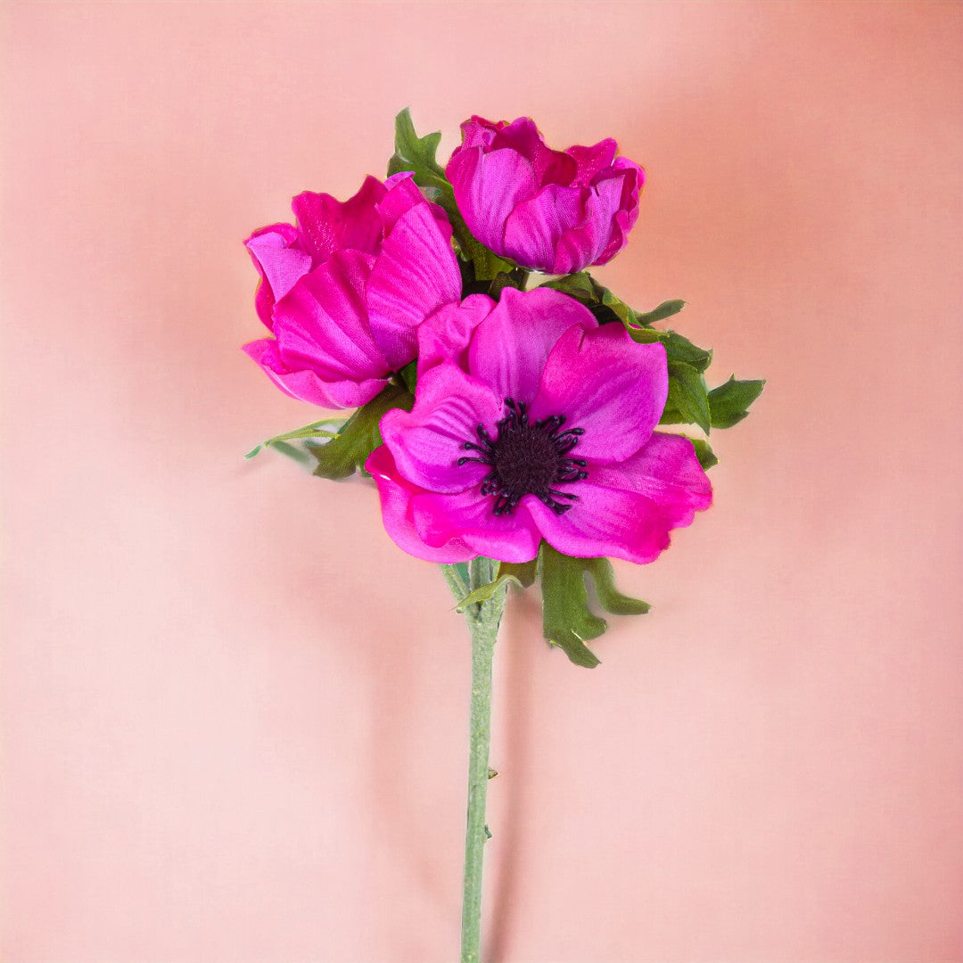 3 Pezzi • Fiore anemone artificiale 3 fiori • 46 cm