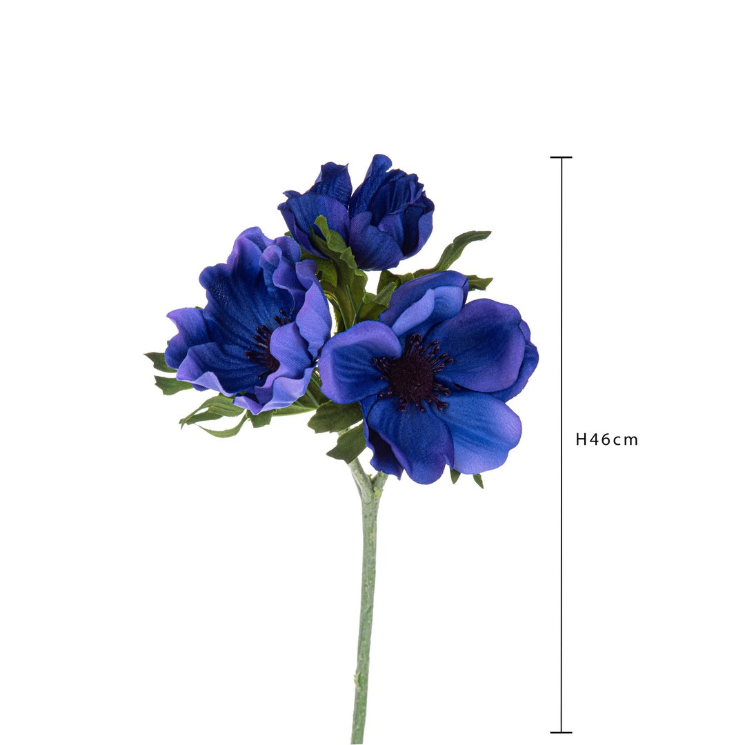3 Pezzi • Fiore anemone artificiale 3 fiori • 46 cm