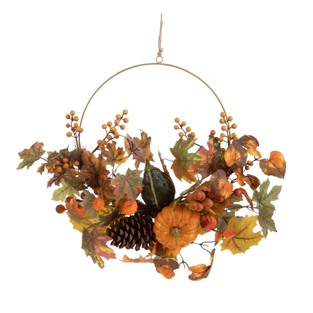 Corona con zucche e bacche • 50 cm
