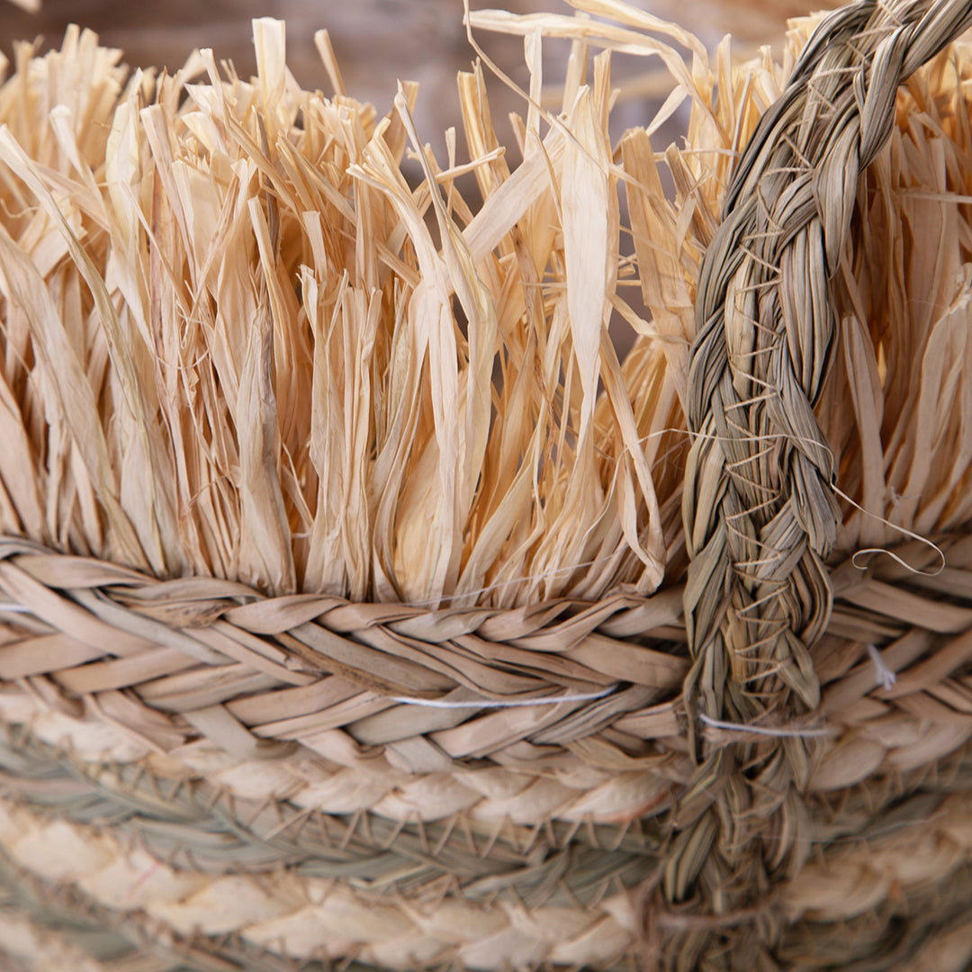 Set di 2 Cesti Ovali con Rafia • 23 cm