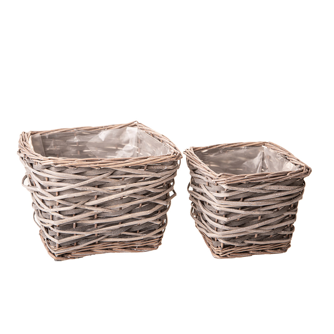 Set di 2 cachepot rettangolare • 18 cm