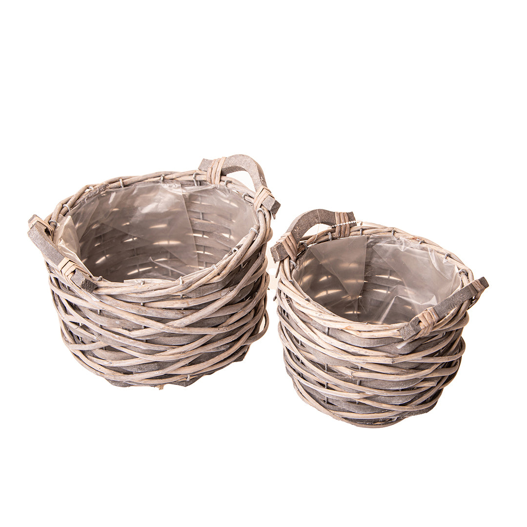 Set di 2 cachepot con manici • 15 cm