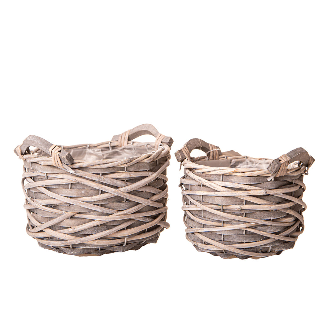 Set di 2 cachepot con manici • 15 cm