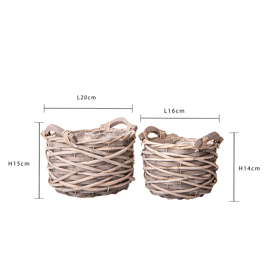 Set di 2 cachepot con manici • 15 cm