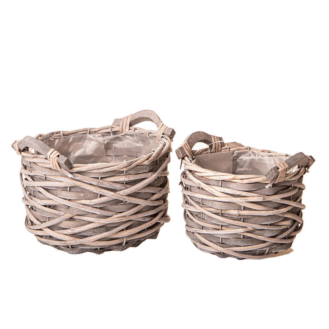 Set di 2 cachepot con manici • 15 cm