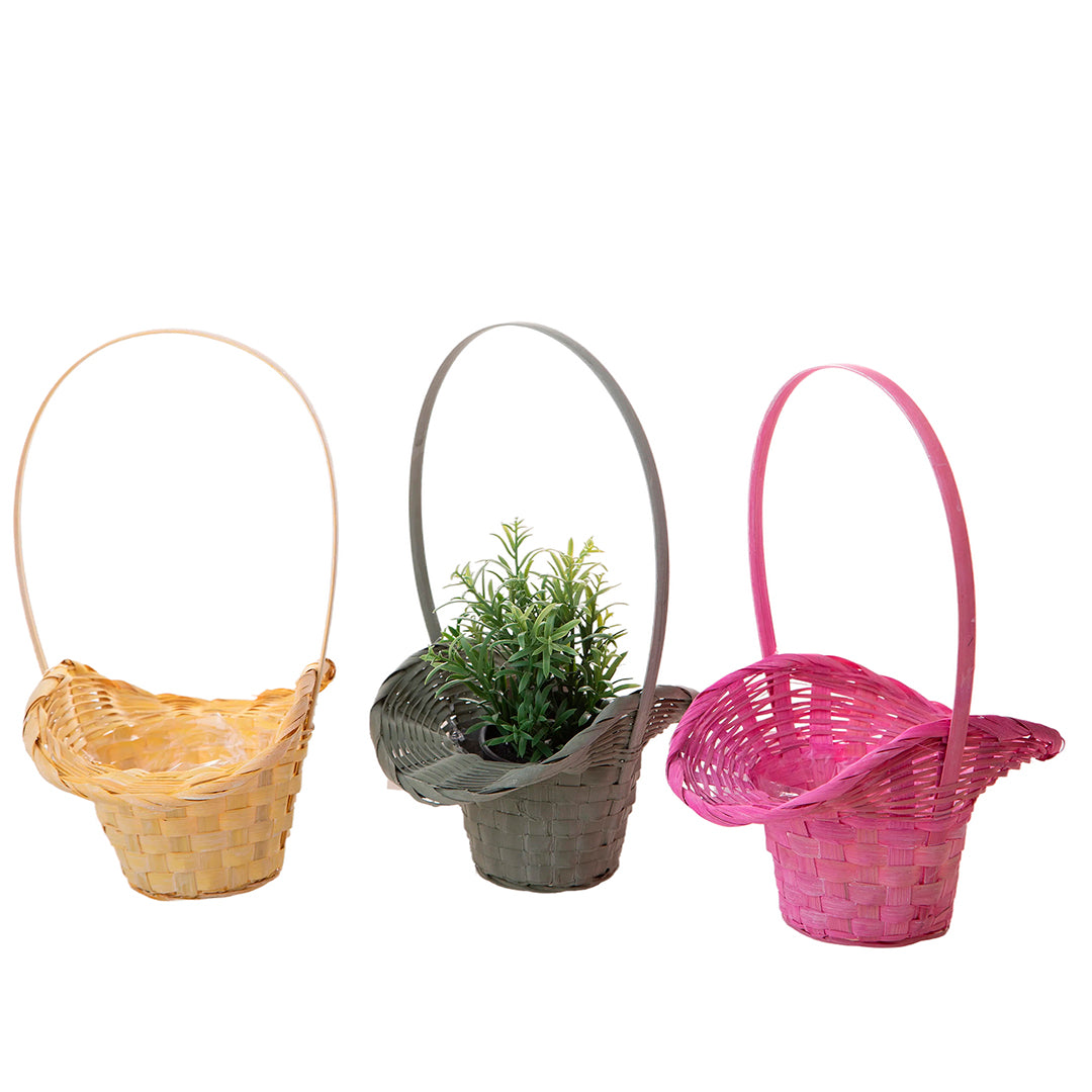 4 Pezzi • Cesto cappello vimini • 31 cm