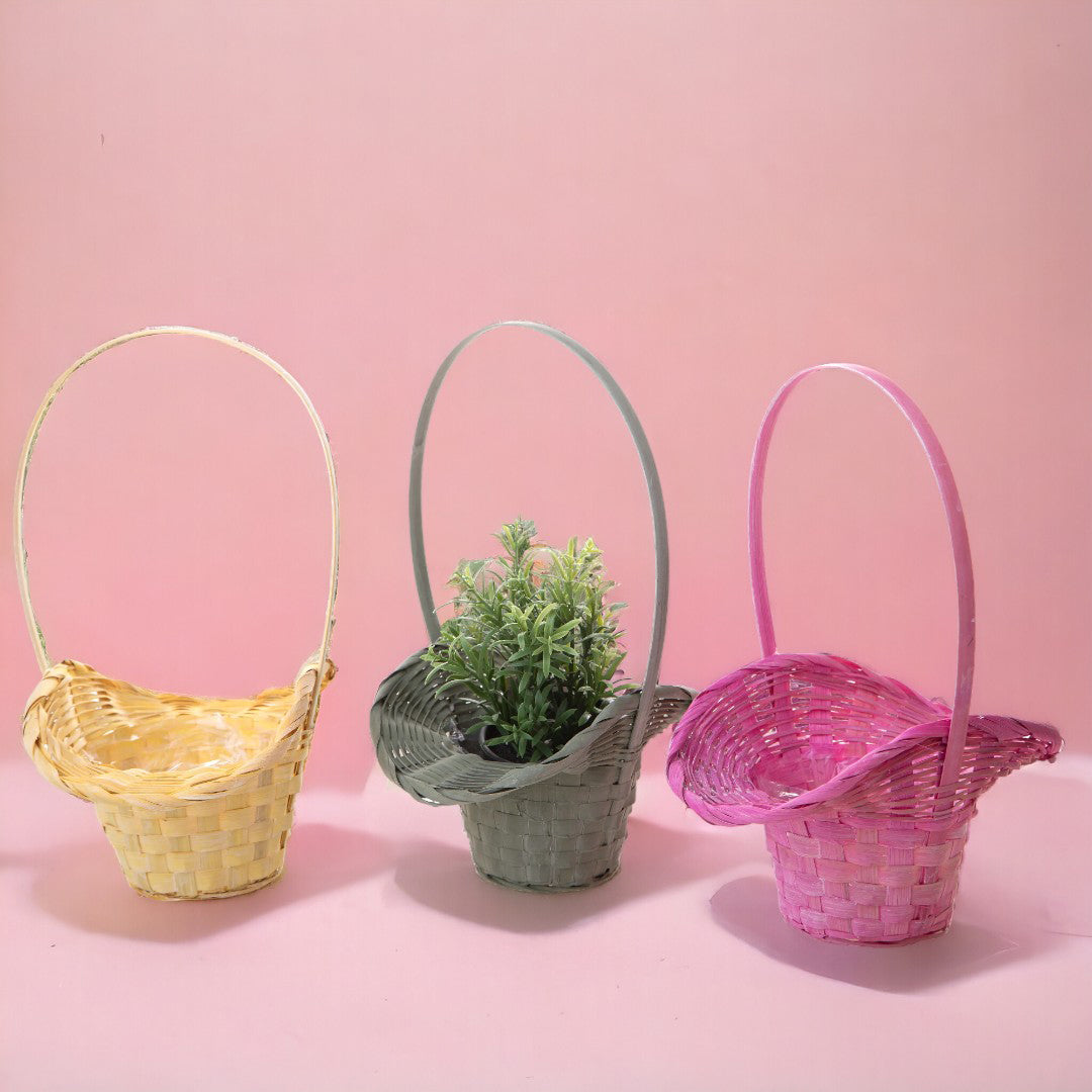 4 Pezzi • Cesto cappello vimini • 31 cm