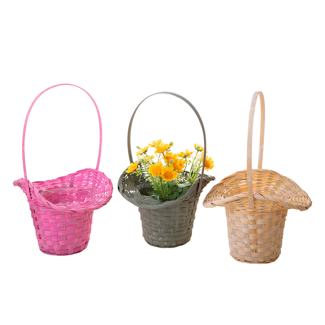 3 Pezzi • Cesto cappello vimini • 35 cm