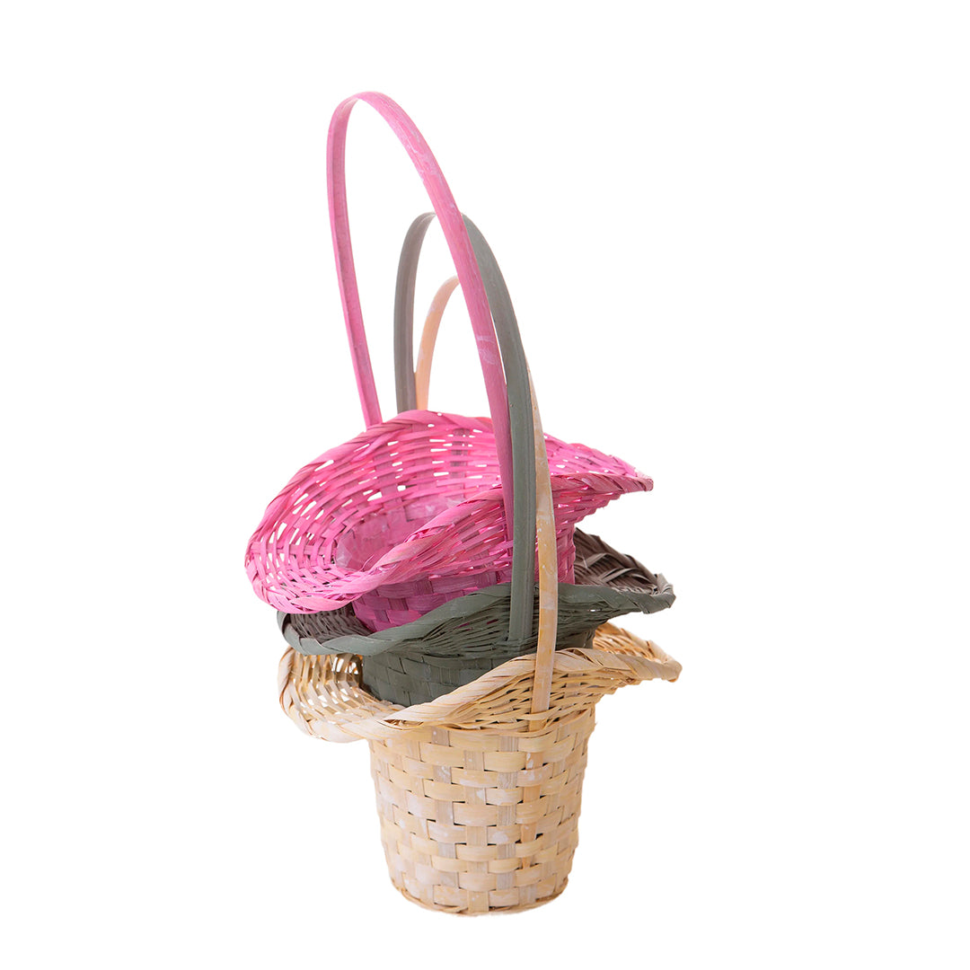 3 Pezzi • Cesto cappello vimini • 35 cm
