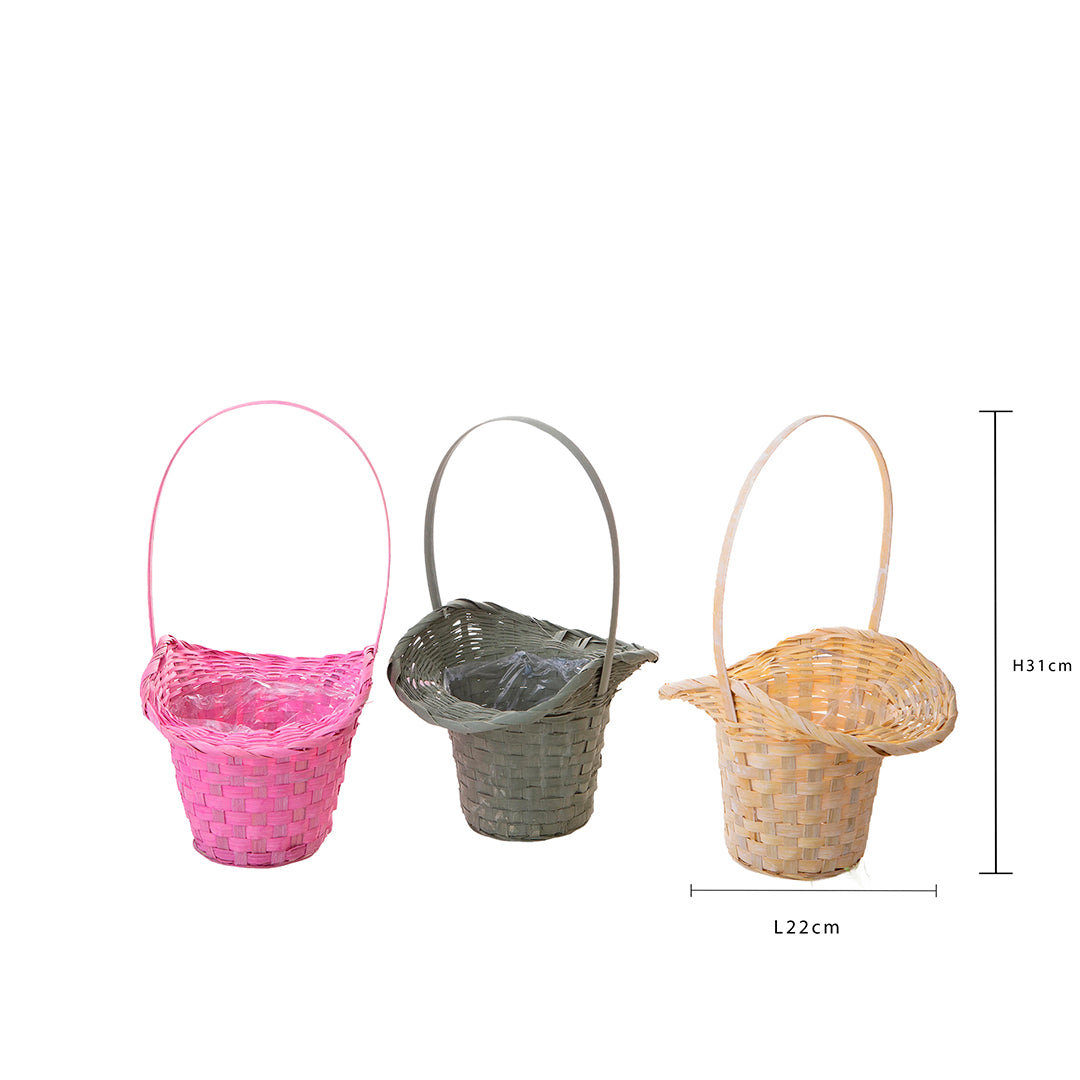 3 Pezzi • Cesto cappello vimini • 35 cm
