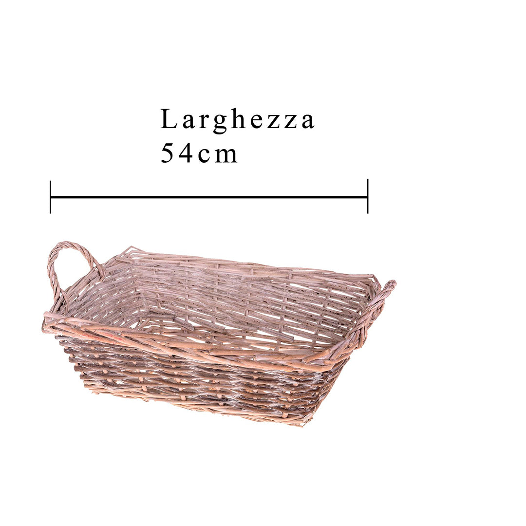 Cesto rettangolare vimini manici • 53,5 cm