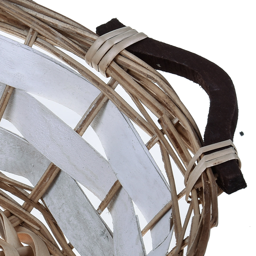 Cesto rotondo con manici d. • H 16 cm