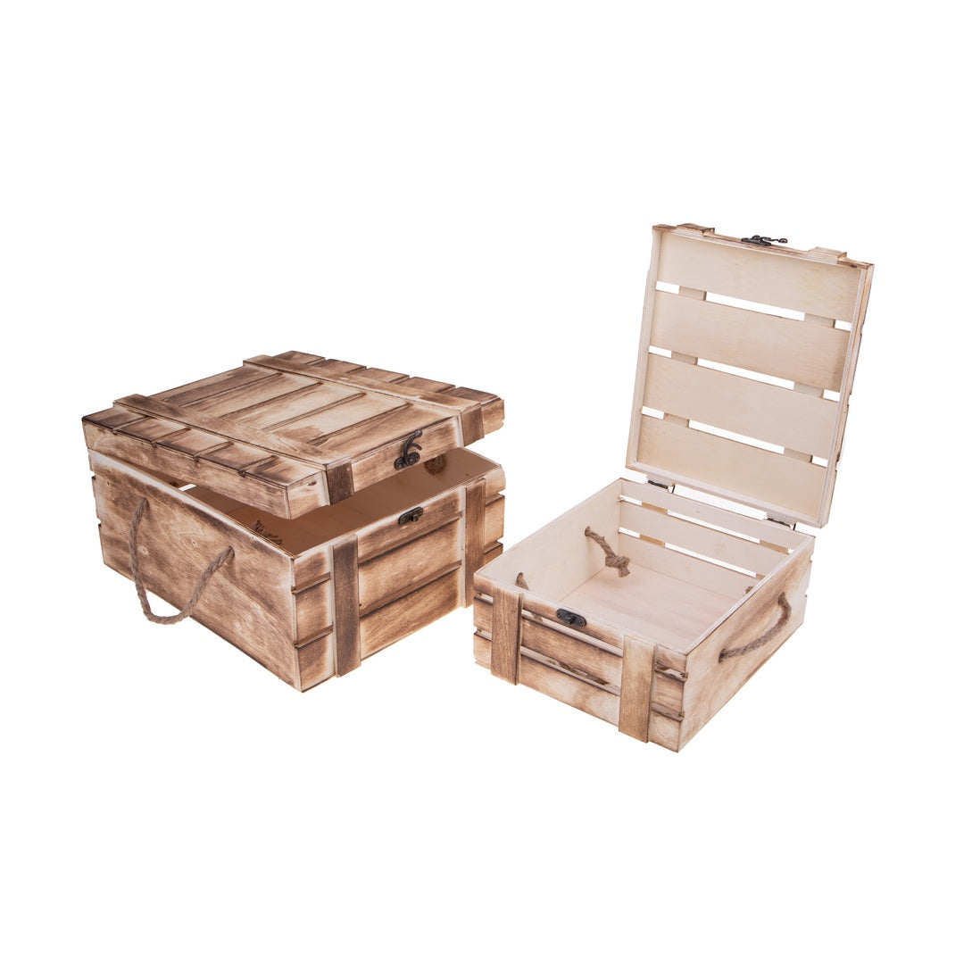 Set 2 baule in legno • 32 cm