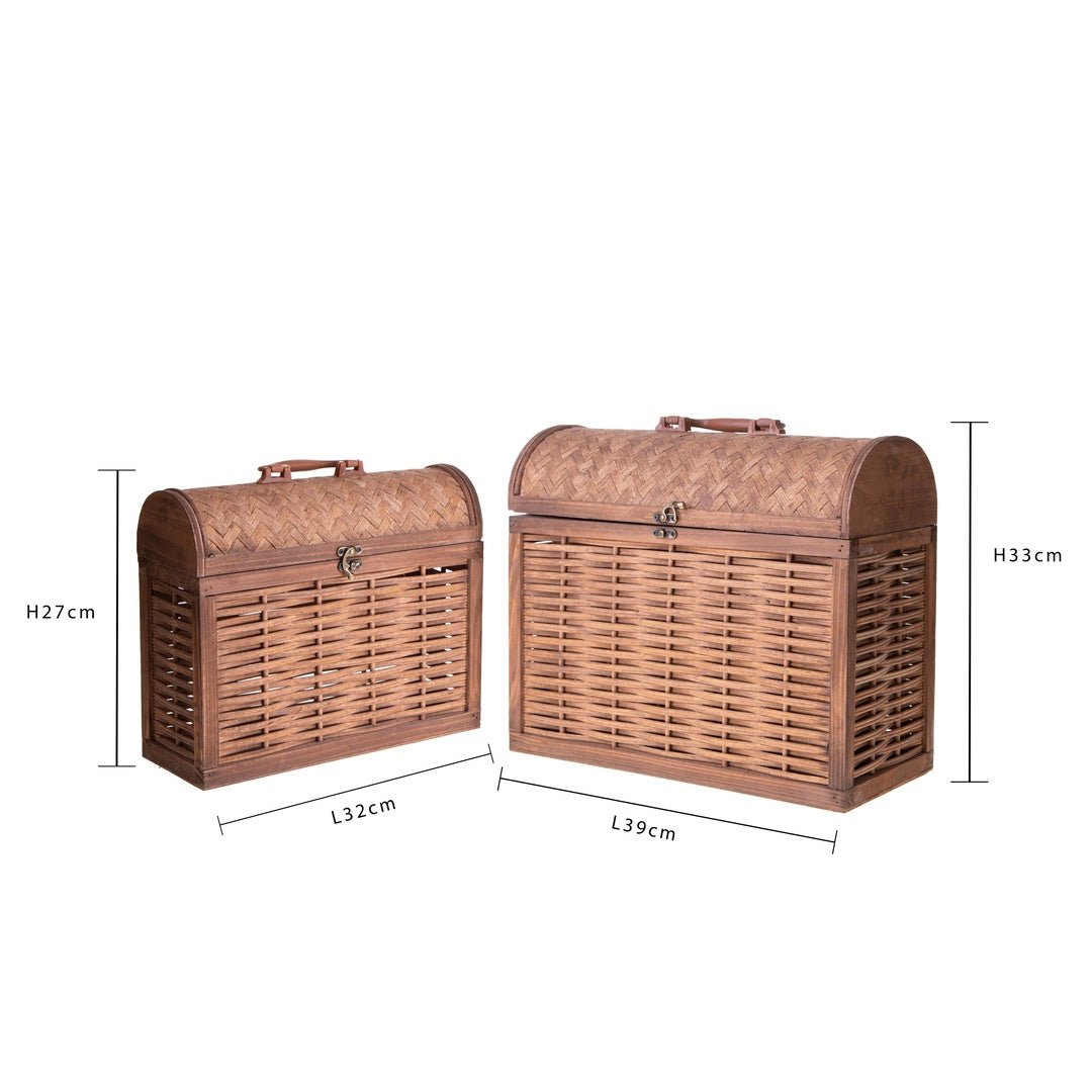 Set 2 bauletti rattan • 33 cm