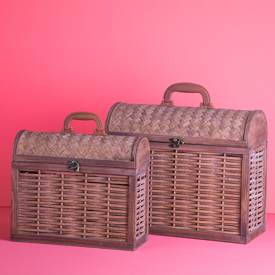 Set 2 bauletti rattan • 33 cm