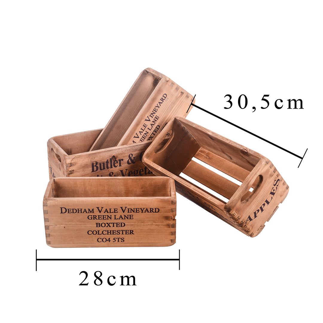Set di 4 cassette in legno • 14,8 cm
