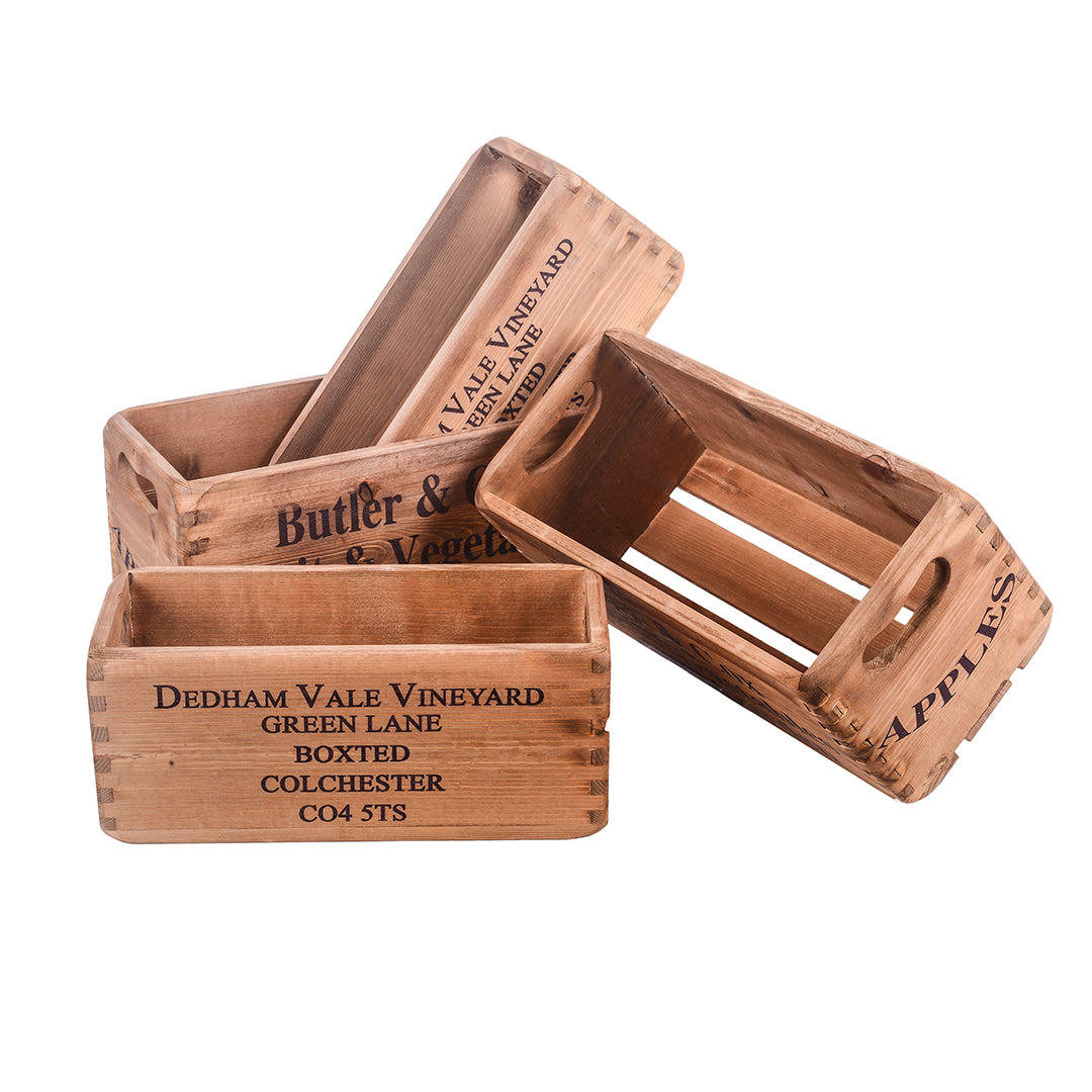 Set di 4 cassette in legno • 14,8 cm