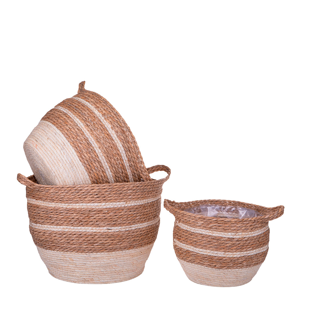 Set di 3 cesti in erba • 29 cm
