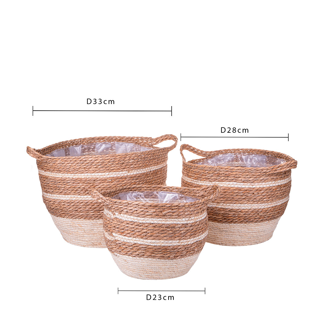 Set di 3 cesti in erba • 29 cm