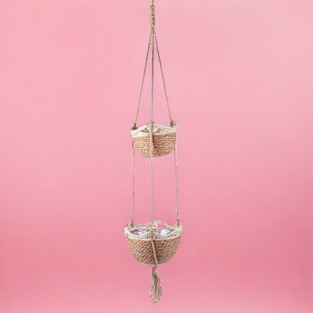 Cesto con 2 contenitori da appendere • 14 cm