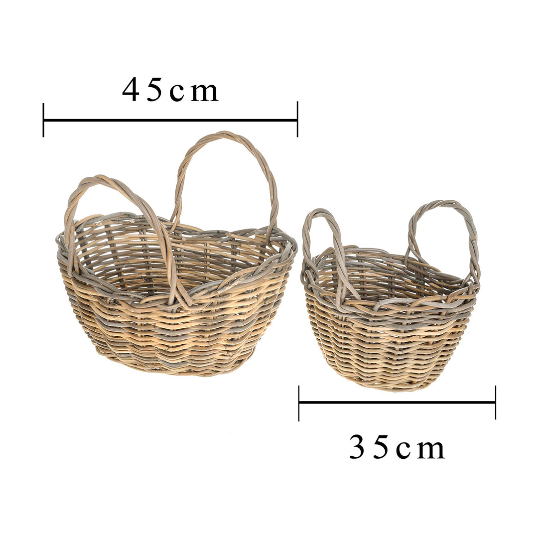 Set 2 cesto ovale con manico • 42 cm