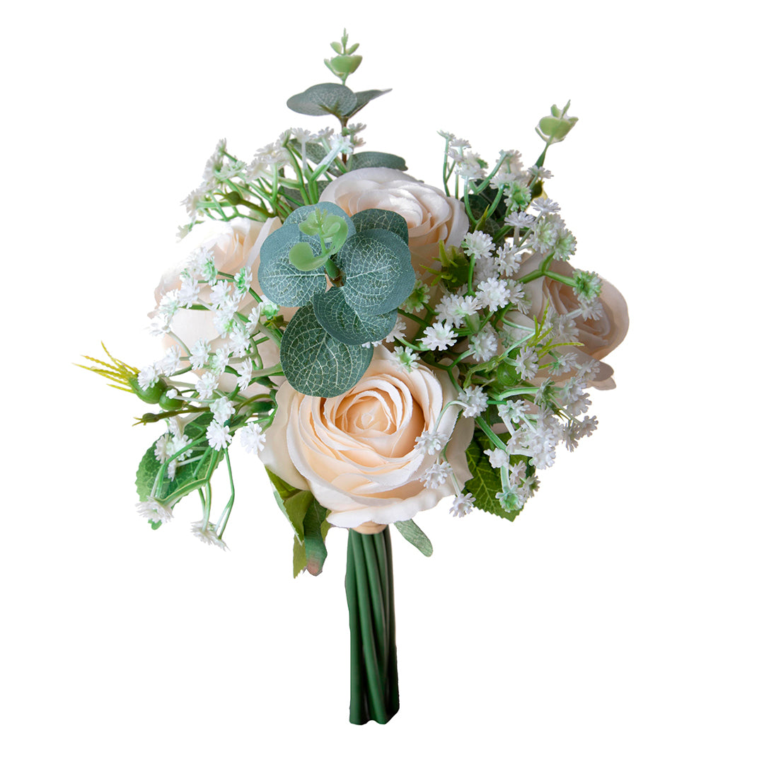 Bouquet artificiale rose e gypsophila • 32 cm