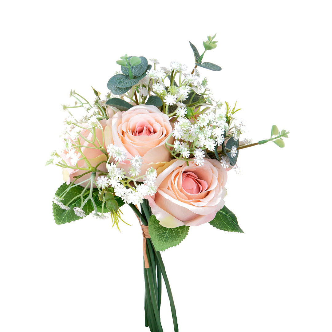 Bouquet artificiale rose e gypsophila • 32 cm