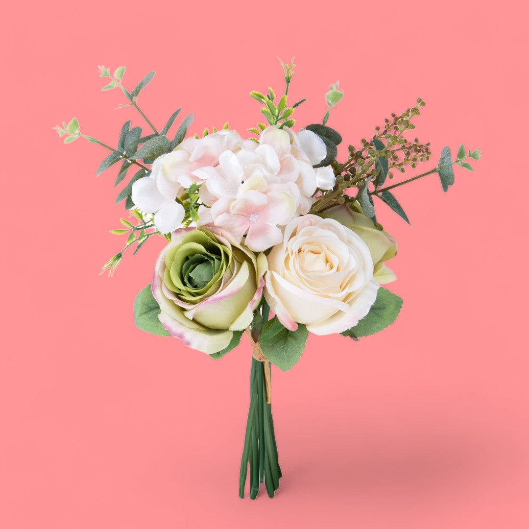 Bouquet artificiale rose e ortensia • 40 cm