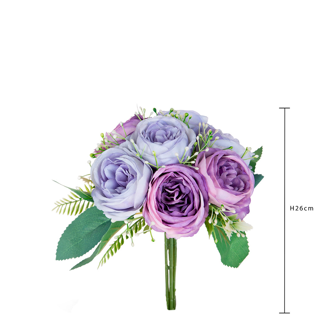 Bouquet artificiale Cabbage Rose per 7 rami • 26 cm