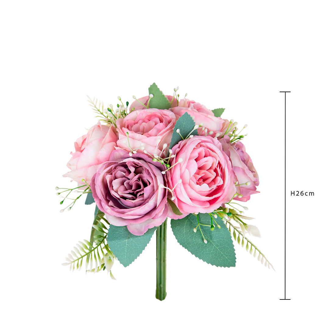 Bouquet artificiale Cabbage Rose per 7 rami • 26 cm