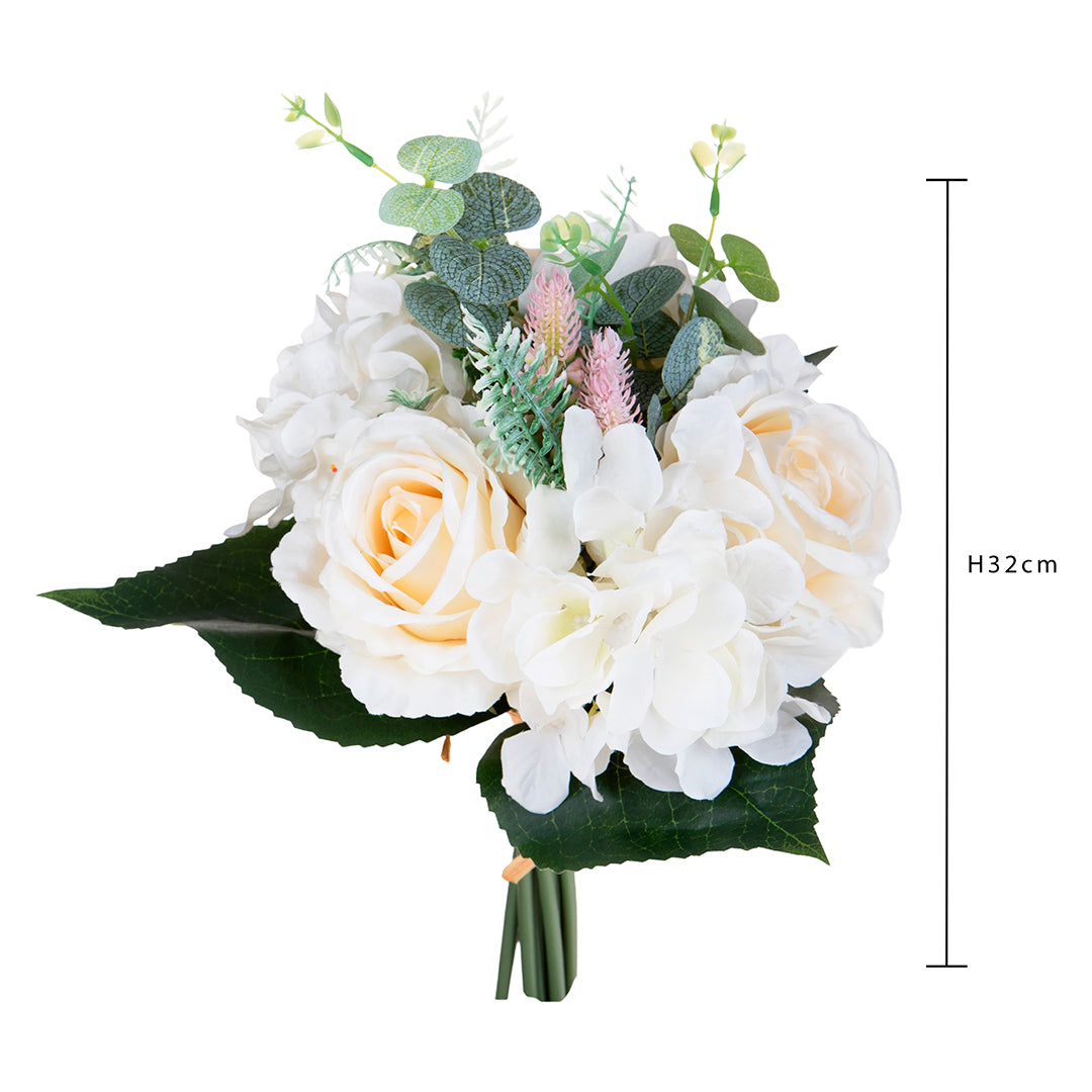 Bouquet artificiale Rose/Ortensie per 9 rami • 32 cm
