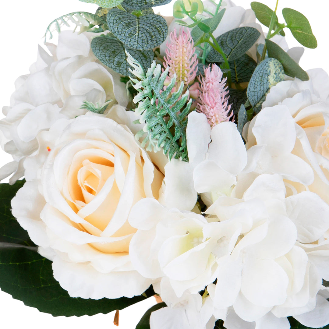 Bouquet artificiale Rose/Ortensie per 9 rami • 32 cm