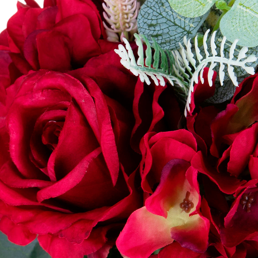 Bouquet artificiale Rose/Ortensie per 9 rami • 32 cm