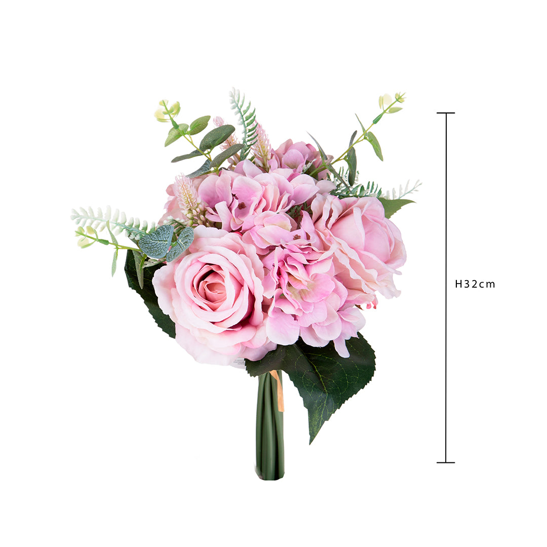Bouquet artificiale Rose/Ortensie per 9 rami • 32 cm