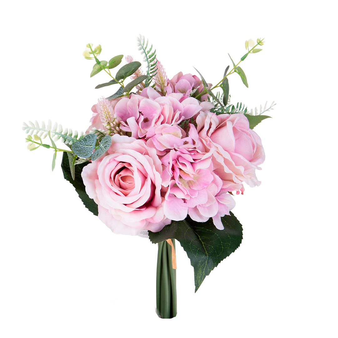 Bouquet artificiale Rose/Ortensie per 9 rami • 32 cm