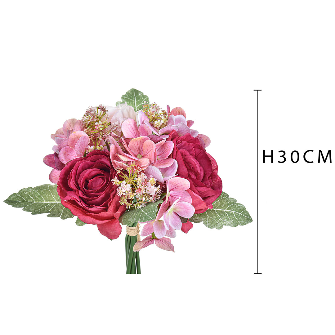 Bouquet artificiale rose con Ortensie • 30 cm