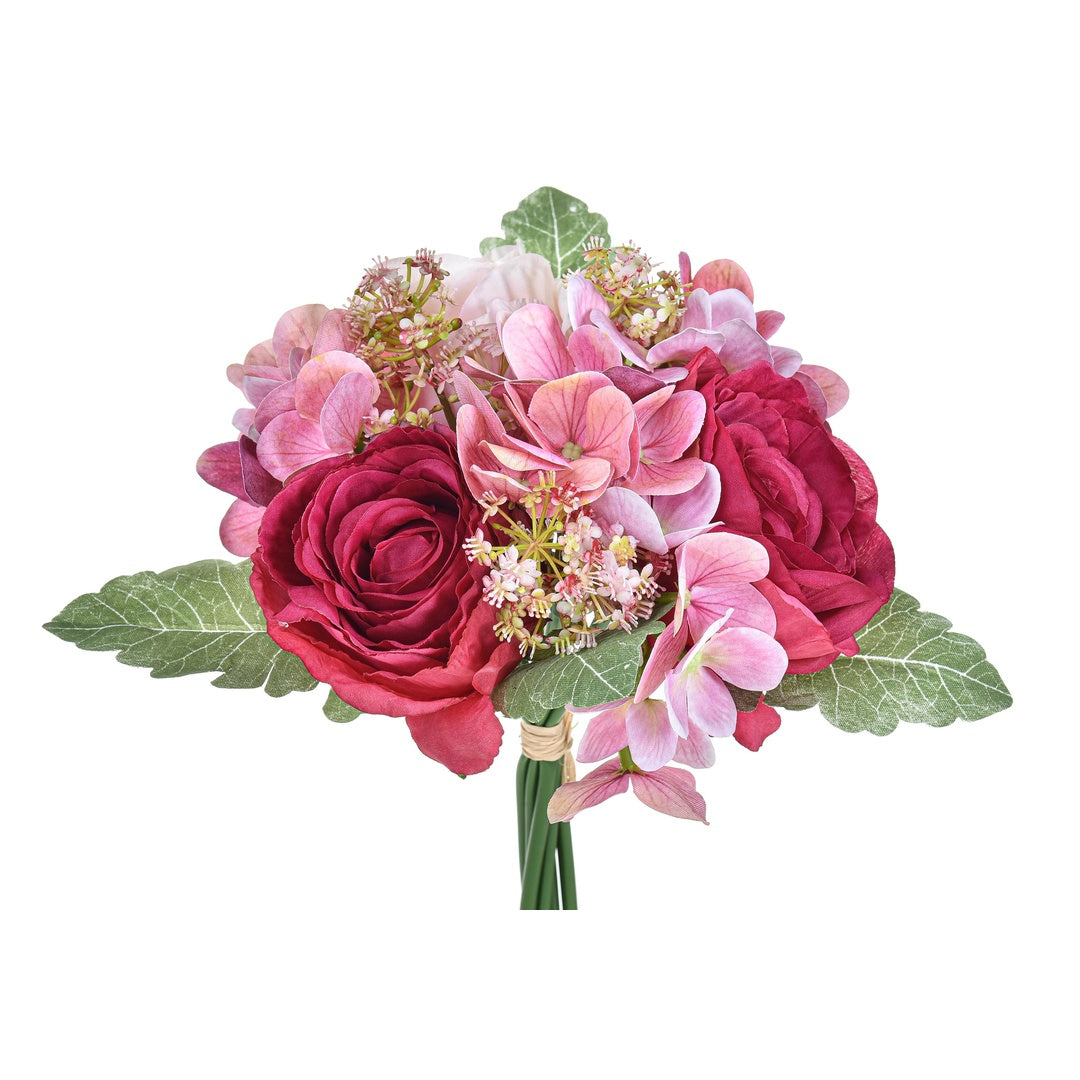 Bouquet artificiale rose con Ortensie • 30 cm