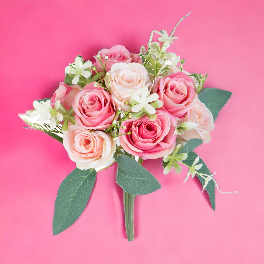 Bouquet artificiale rose • 15X15X27 cm