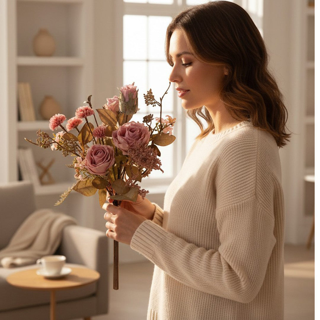 Bouquet Rose per 6 Antico • 54 cm