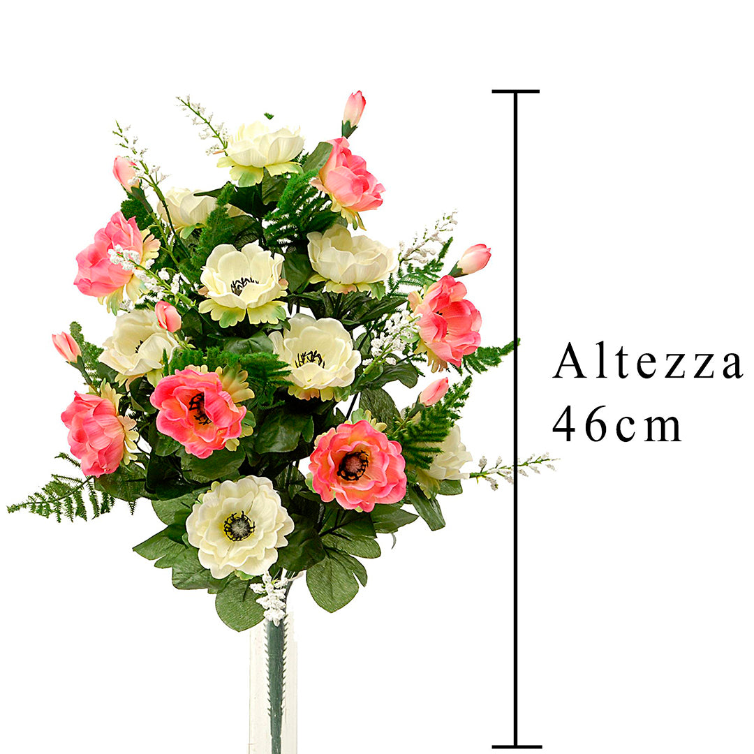 Bouquet artificiale 14 fiori anemone • 45x45 cm