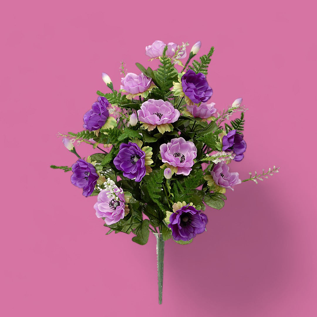 Bouquet artificiale 14 fiori anemone • 45x45 cm