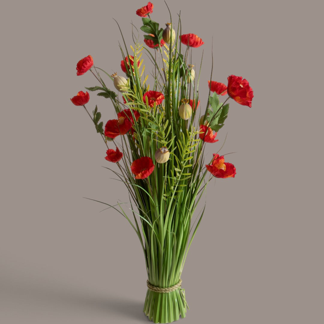 2 Pezzi • Fascio con Papaveri • 70 cm