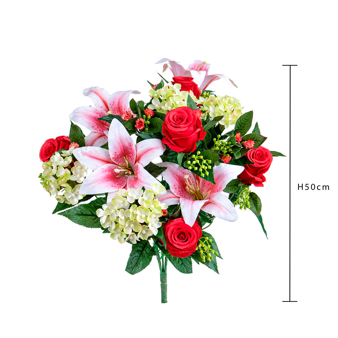 Bouquet artificiale lilium e achillea • 50 cm