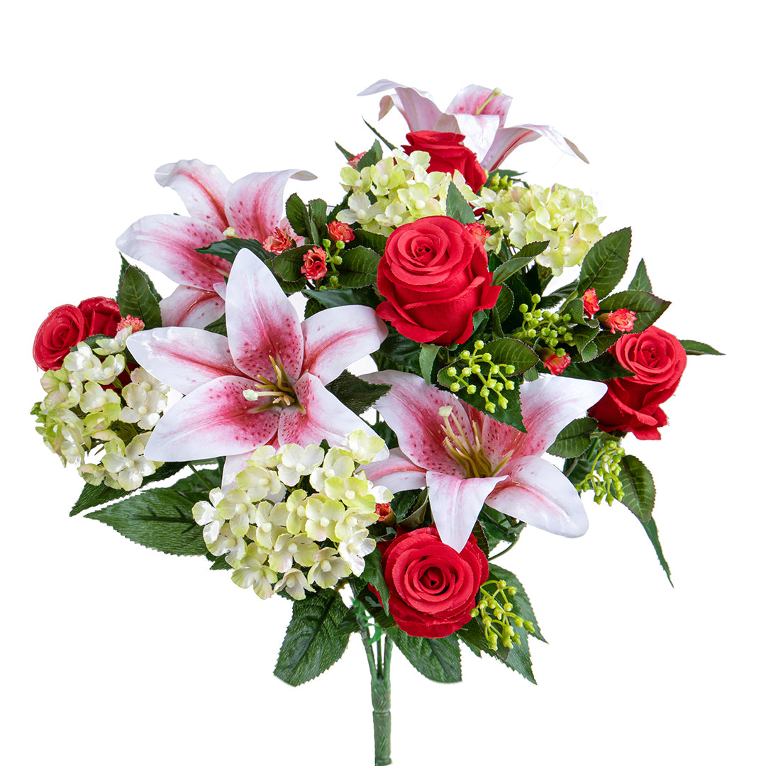 Bouquet artificiale lilium e achillea • 50 cm