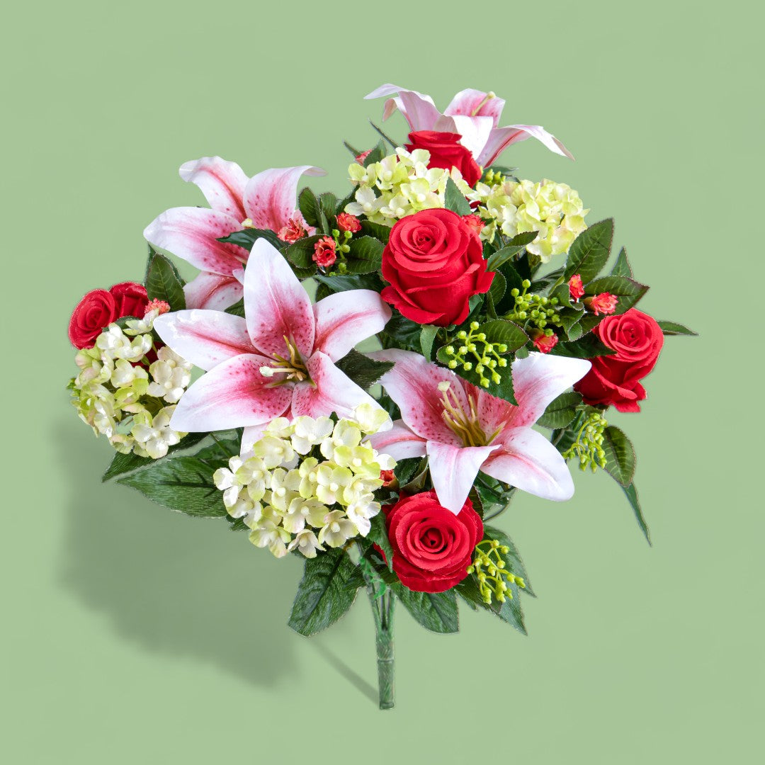 Bouquet artificiale lilium e achillea • 50 cm